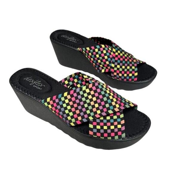 Dex Flex Sport Shoes - Dex Flex Sport Fiesta Wedge Slide Sandal Size 8 Summer Multicolor